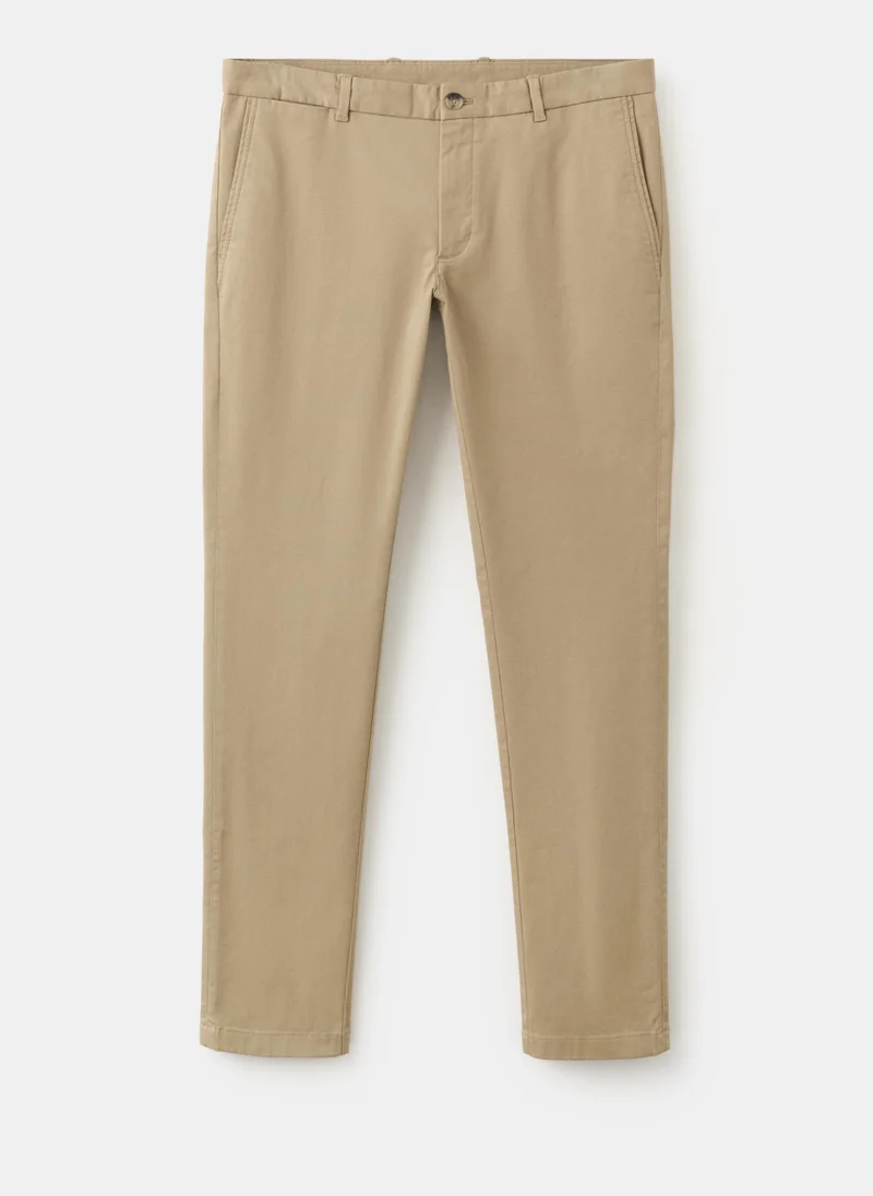 Mango Man 08-BEIGE Barna Slim-Fit Twill Chino Trousers for Men | Best Price UAE