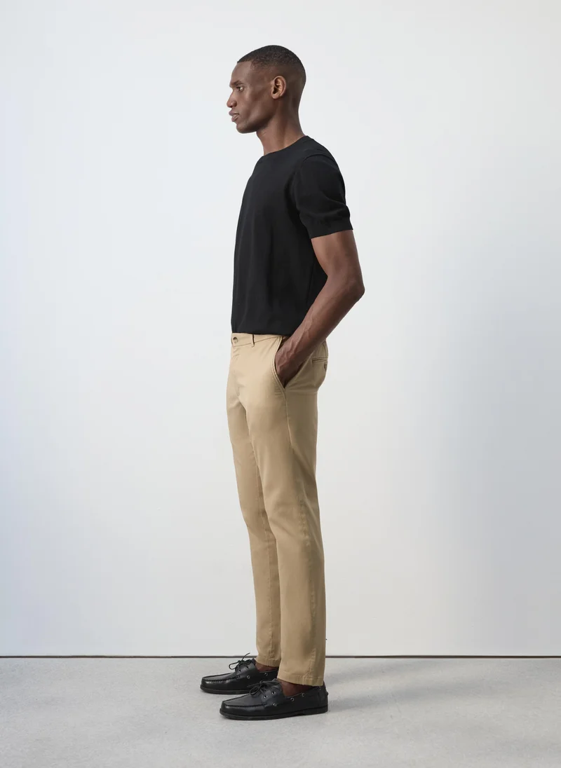 Mango Man 08-BEIGE Barna Slim-Fit Twill Chino Trousers for Men | Best Price UAE