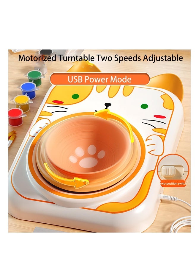 Mini Kids Pottery Wheel DIY Kits Clay Maker, Clay Sculpting Tools and Painting Kit, DIY Kits Clay Maker for Beginners with 6 Packs Modeling Clays, Tiny Pottery Wheel for Kids Age 8-12, 10-13  - Image 1