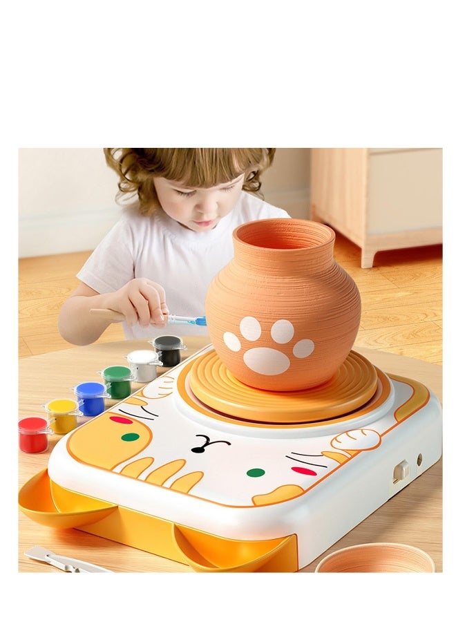 Mini Kids Pottery Wheel DIY Kits Clay Maker, Clay Sculpting Tools and Painting Kit, DIY Kits Clay Maker for Beginners with 6 Packs Modeling Clays, Tiny Pottery Wheel for Kids Age 8-12, 10-13  - Image 4