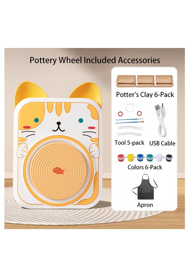 Mini Kids Pottery Wheel DIY Kits Clay Maker, Clay Sculpting Tools and Painting Kit, DIY Kits Clay Maker for Beginners with 6 Packs Modeling Clays, Tiny Pottery Wheel for Kids Age 8-12, 10-13  - Image 3