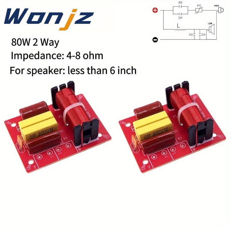 WEAH-234 80W 2 Way Speaker Frequency Divider Treble Bass Audio Filter 1pc - Image 1
