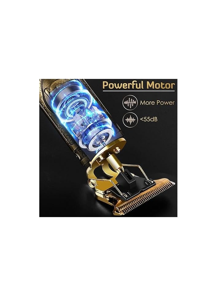 ماكينة تشذيب شعر للرجال على طراز بوذا، ماكينة قص شعر احترافية، ماكينة قص شعر بشفرة قابلة للتعديل، ماكينة حلاقة للرجال، ماكينة تشذيب قص الشعر عن قرب برأس زيتي عتيق، بطارية 1200 مللي أمبير/ساعة - Image 2