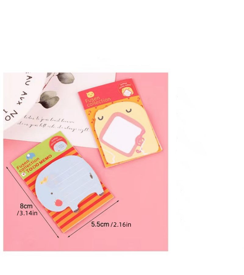 10 Pcs Random Style Cartoon Animal Sticky Note Set Creative Memo Pads Message Reminder Notebooks 200 Sheets Total For School And Office Supplies - Image 3