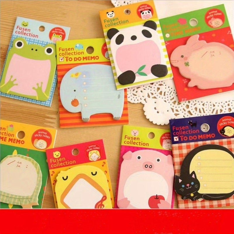 10 Pcs Random Style Cartoon Animal Sticky Note Set Creative Memo Pads Message Reminder Notebooks 200 Sheets Total For School And Office Supplies - Image 1