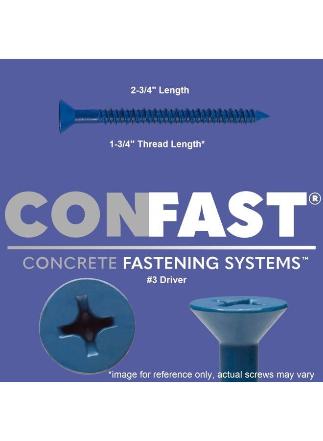 Confast 1/4" X 2-3/4" Flat Phillips Concrete Screw Anchor with Drill Bit (100 Per Box) - Image 2