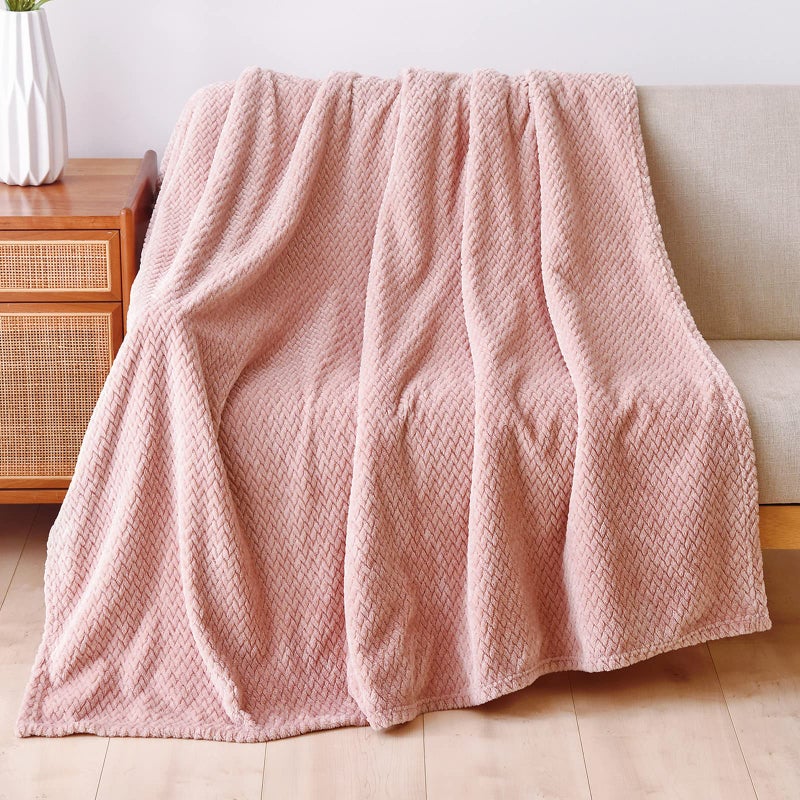 نيو كوزبلاي Newcosplay Super Super Throw Throw Plant Premium Silky Flannel Fleece Leaves Pattern Lightweight Banket طوال الموسم استخدام (رمي الوردي المتربة (50 "" X60 ")) - Image 2