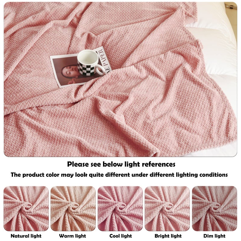 نيو كوزبلاي Newcosplay Super Super Throw Throw Plant Premium Silky Flannel Fleece Leaves Pattern Lightweight Banket طوال الموسم استخدام (رمي الوردي المتربة (50 "" X60 ")) - Image 5