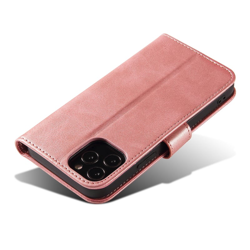 BURAQ Case Cover For iPhone 13 Calf Texture Buckle Horizontal Flip Leather Case with Holder & Card Slots & Wallet(Rose Gold) - Image 5