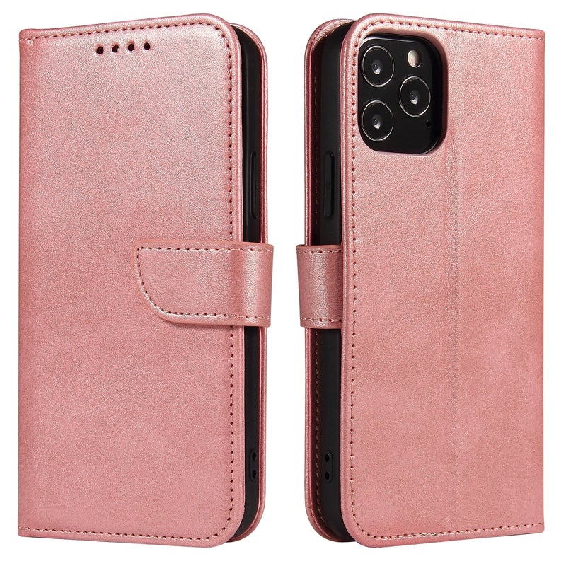 BURAQ Case Cover For iPhone 13 Calf Texture Buckle Horizontal Flip Leather Case with Holder & Card Slots & Wallet(Rose Gold) - Image 1