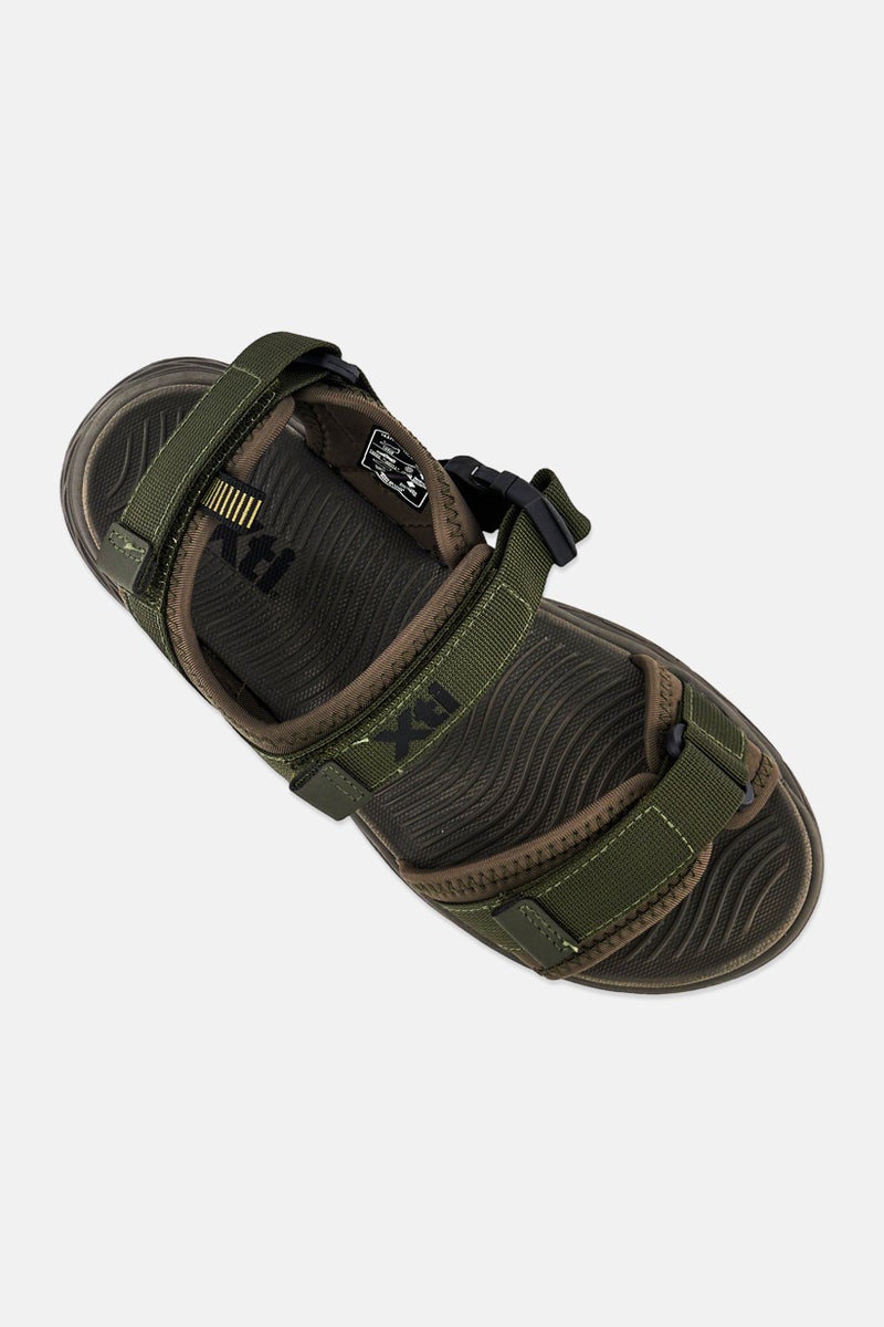 Xti Men Brand Logo Velcro Closure Sandals, Dark Olive - Image 3