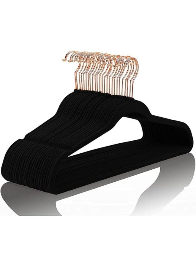 30-Piece Eco-Friendly Non-Slip Velvet Hangers with Stainless Steel Hooks – Black Adult Clothing Hanger Set - Image 1