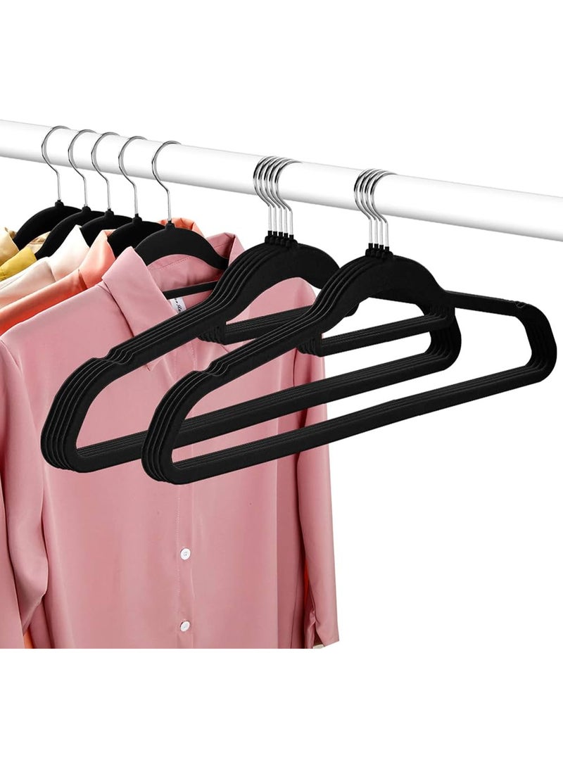 30-Piece Eco-Friendly Non-Slip Velvet Hangers with Stainless Steel Hooks – Black Adult Clothing Hanger Set - Image 3