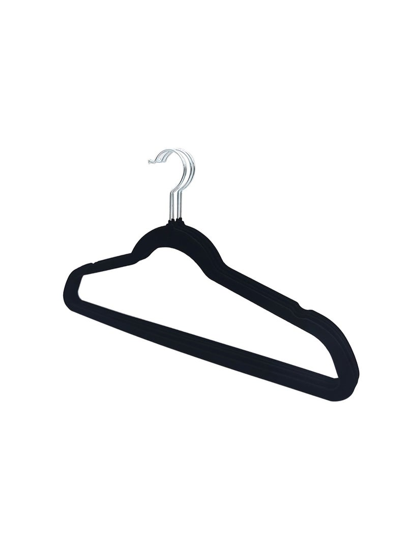 30-Piece Eco-Friendly Non-Slip Velvet Hangers with Stainless Steel Hooks – Black Adult Clothing Hanger Set - Image 4