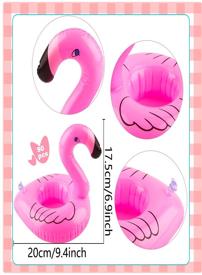 Sonarun 90 Pcs Inflatable Flamingo Drink Holder Bulk Pink Inflatable Flamingo Cup Holder Blow Up Flamingo Drink Float for Summer Birthday Carnival Beach Pool Party - Image 2