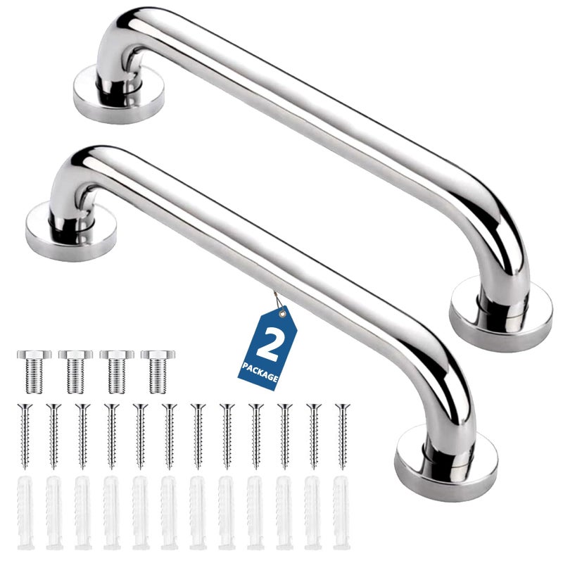 QMAHA 2 Pack Anti Slip 30cm Shower Grab Bar Stainless Steel Shower Grab Bar Bathroom Shower Handle Handle for Elderly/Disabled/Children - Image 1
