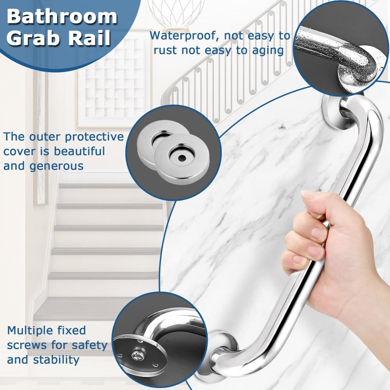 QMAHA 2 Pack Anti Slip 30cm Shower Grab Bar Stainless Steel Shower Grab Bar Bathroom Shower Handle Handle for Elderly/Disabled/Children - Image 5