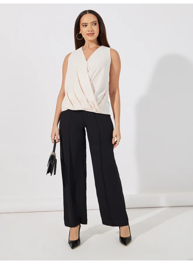 Aria Romance ARIA ROMANCE V Neck Wrap Front Top