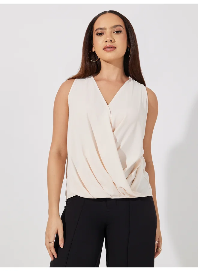 Aria Romance ARIA ROMANCE V Neck Wrap Front Top