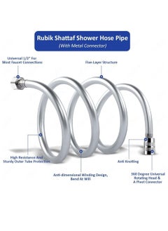 Rubik Shower Hose Pipe PVC Flex Anti Twist Heat Resistance Universal Replacement Kink and Leak Proof (3 Meter)  - Image 2