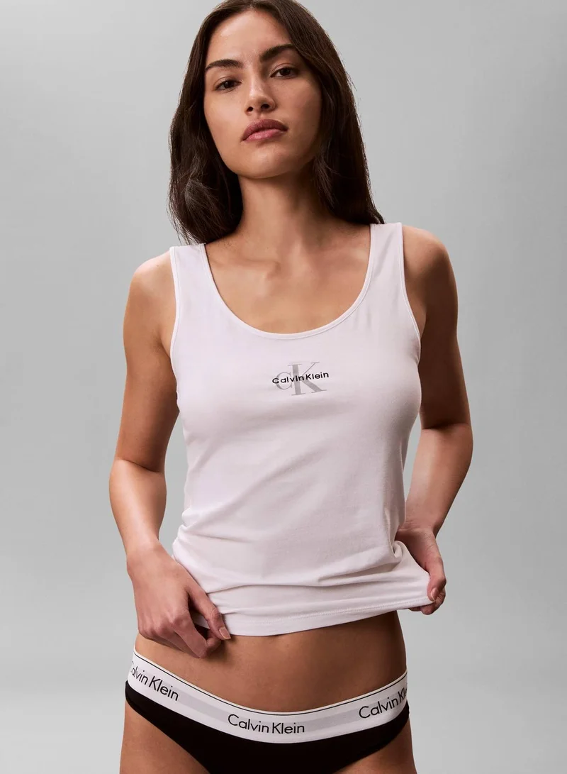 Calvin Klein Classic White Tank Top - Cotton Stretch Lounge for Women | Best Price UAE