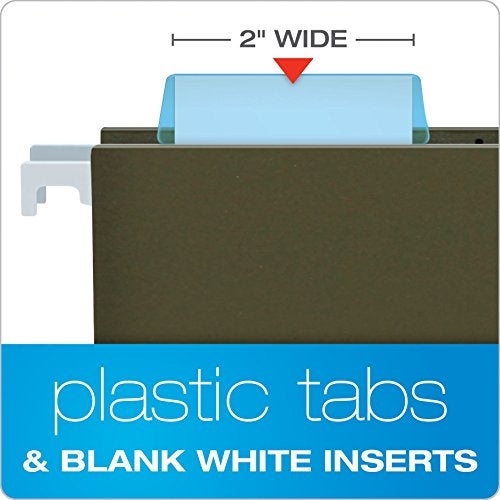 Pendaflex 42BLU Hanging File Folder Tabs, 1/5 Tab, Two Inch, Blue Tab/White Insert (Pack of 25) - Image 2