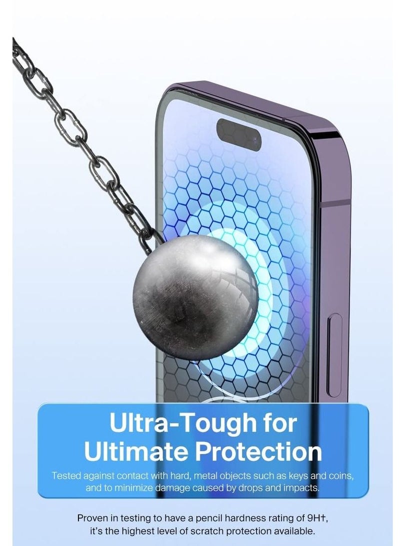 BORTONY Pack of 2 Screen Protector for 14 Pro Max (6.7 inch) Premium HD Clear Tempered Glass Anti-Scratch Anti-Fingerprints Bubble-Free Ultra Resistant Compatible with Apple iPhone 14 Pro Max - Image 4