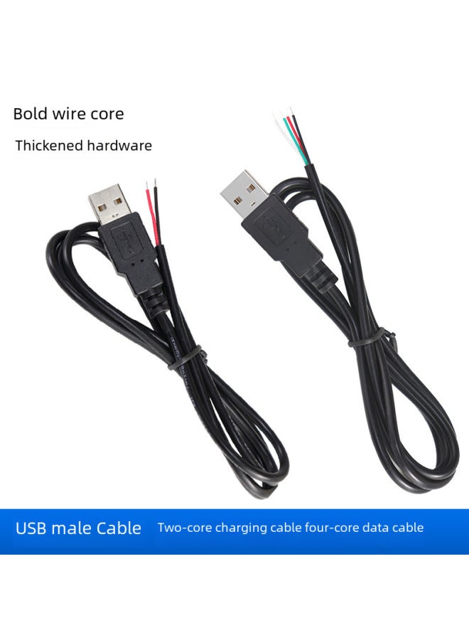 Usb Wire Semi-finished 2-core Charging Wire 4-core Data Wire Usb Male Female Single Wire Power Wire Usb Wire-Color:4 Core USB Male 1 M  - Image 3