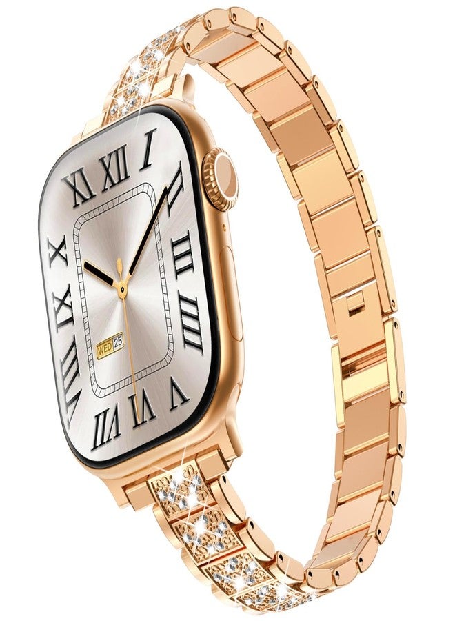 Kades أساور KADES النحيفة متوافقة مع ساعة آبل 38mm 40mm 41mm 42mm(S11/10) للنساء، سوار رفيع أنيق مصمم من الفولاذ المقاوم للصدأ، حزام معدني لساعة iWatch سلسلة 11 10 9 8 7 6 5 4 3 2 1، ذهب وردي - Image 1