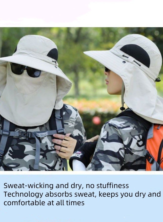 UV-Protection Hat Hiking Hat with Removable Mesh Face Neck Flap Cover Fishing Cap for Man Women Light - Image 5