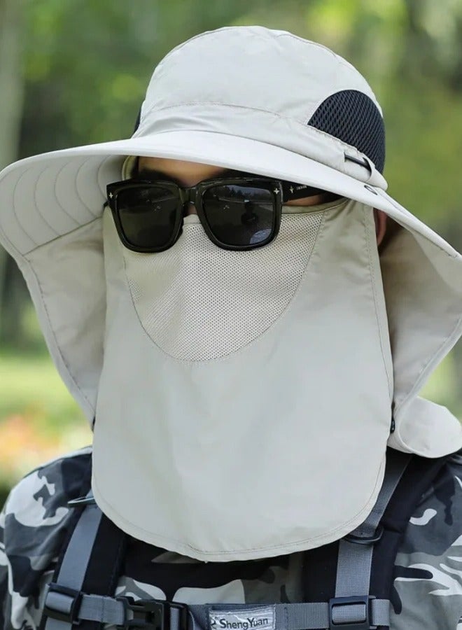 UV-Protection Hat Hiking Hat with Removable Mesh Face Neck Flap Cover Fishing Cap for Man Women Light - Image 4