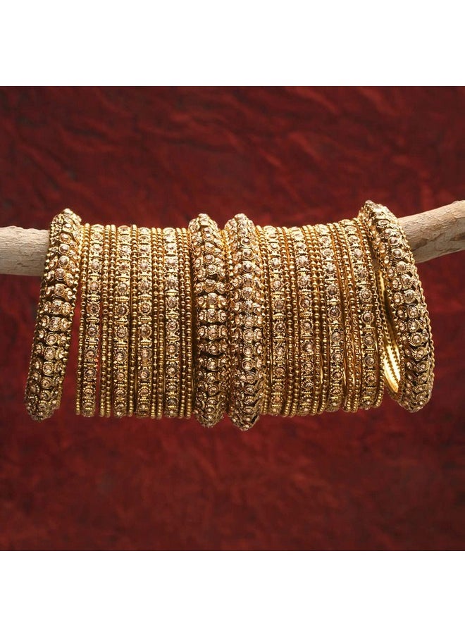 Shining Diva Fashion - Shining Diva Fashion Latest Antique Gold Plated Set of 28 Stylish Traditional Bangle for Women (11063b_2.8_Double) - Image 1