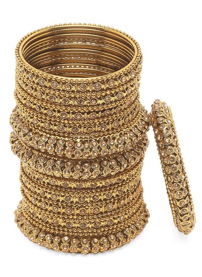 Shining Diva Fashion - Shining Diva Fashion Latest Antique Gold Plated Set of 28 Stylish Traditional Bangle for Women (11063b_2.8_Double) - Image 1