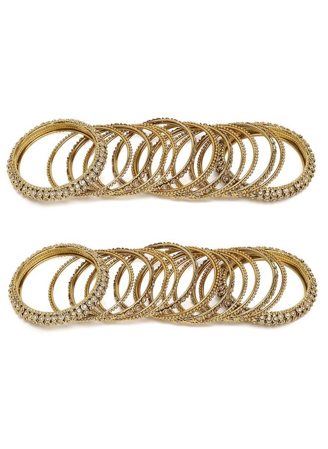 Shining Diva Fashion - Shining Diva Fashion Latest Antique Gold Plated Set of 28 Stylish Traditional Bangle for Women (11063b_2.8_Double) - Image 1