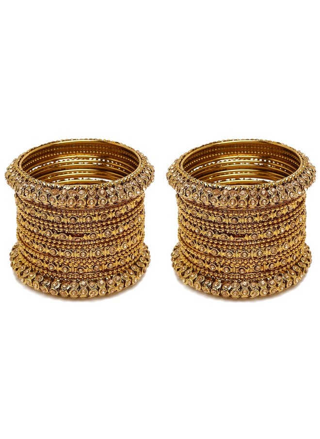 Shining Diva Fashion - Shining Diva Fashion Latest Antique Gold Plated Set of 28 Stylish Traditional Bangle for Women (11063b_2.8_Double) - Image 1