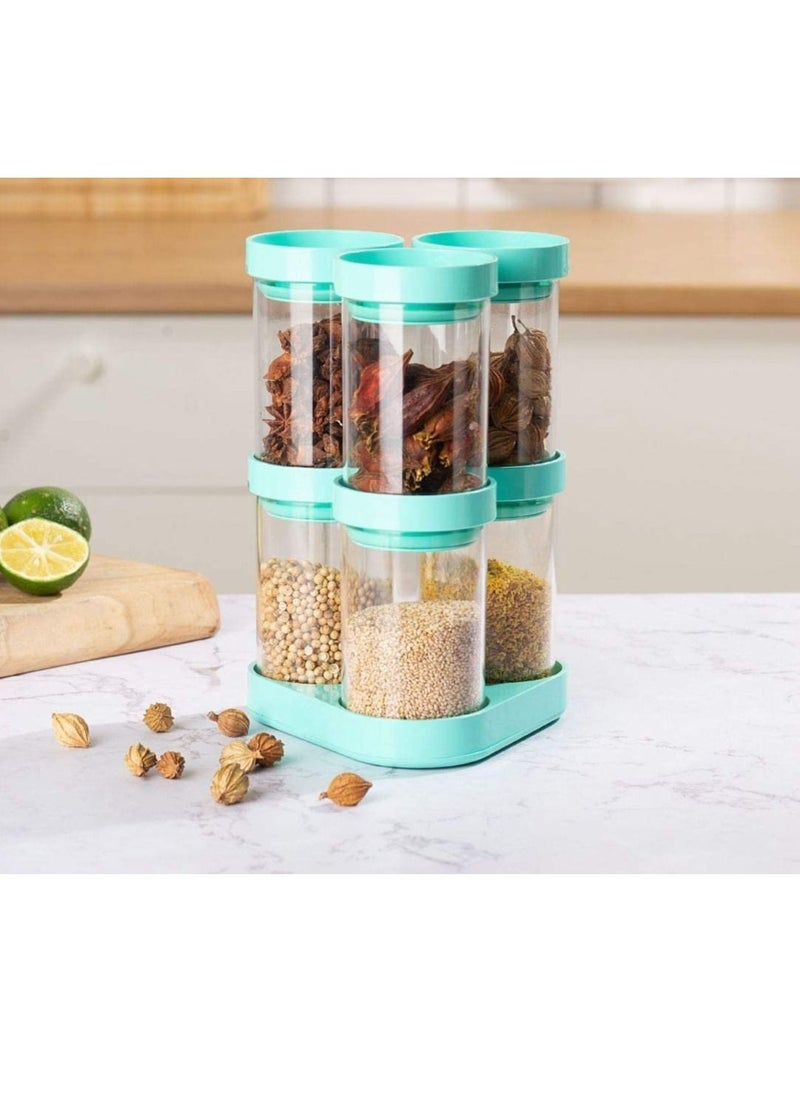 Rubik - Spice Jars Condiments Organizer Storage Jars Bottle Airtight Containers, Rotating Base Spice Jars Set 6pcs/Set - Image 1