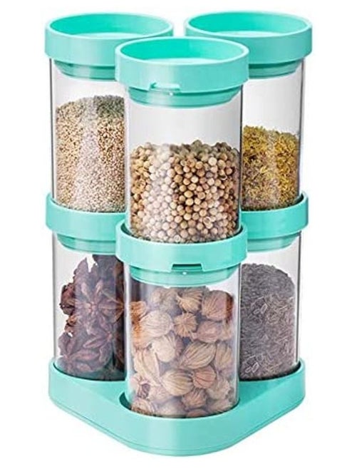 Spice Jars Condiments Organizer Storage Jars Bottle Airtight Containers, Rotating Base Spice Jars Set 6pcs/Set