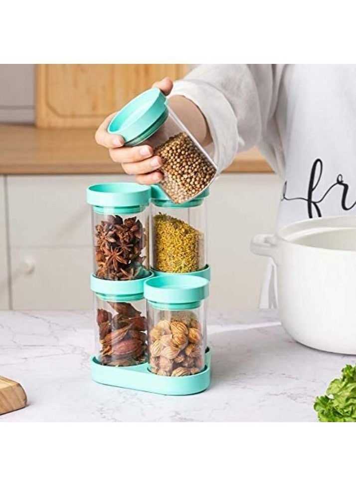 Rubik - Spice Jars Condiments Organizer Storage Jars Bottle Airtight Containers, Rotating Base Spice Jars Set 6pcs/Set - Image 1
