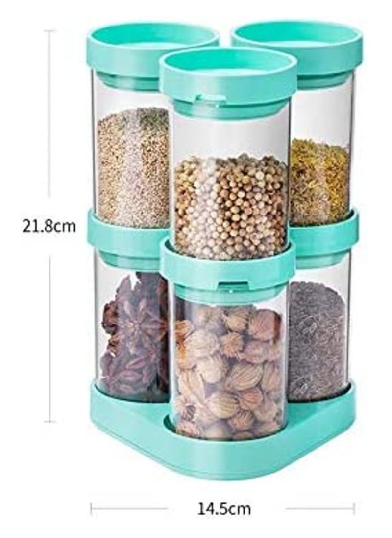 Rubik - Spice Jars Condiments Organizer Storage Jars Bottle Airtight Containers, Rotating Base Spice Jars Set 6pcs/Set - Image 1