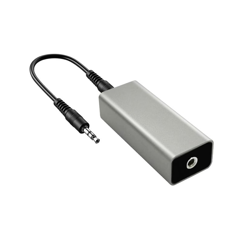 Hulami Ground Loop Noise Isolator - Noise Filter for Car Audio/Home Stereo System (Eliminate The Buzzing Noise Completely) with 3.5mm Audio Cable (Silver Gray) - Image 1