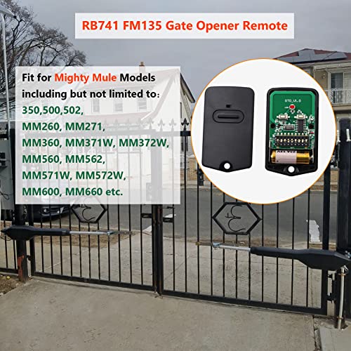 Cooouds RB741 for Mighty Mule Gate Opener Remote, 318MHZ Gate Remote Control for GTO Gate Openers, 9 Dip FM135 Gate Transmitter for MM371W MM572W etc. Gate Clicker Garage Door Entry Controller (3 Pack) - Image 3