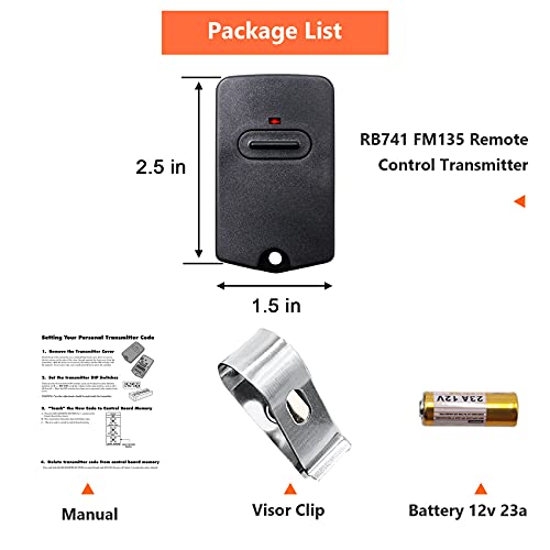 Cooouds RB741 for Mighty Mule Gate Opener Remote, 318MHZ Gate Remote Control for GTO Gate Openers, 9 Dip FM135 Gate Transmitter for MM371W MM572W etc. Gate Clicker Garage Door Entry Controller (3 Pack) - Image 4