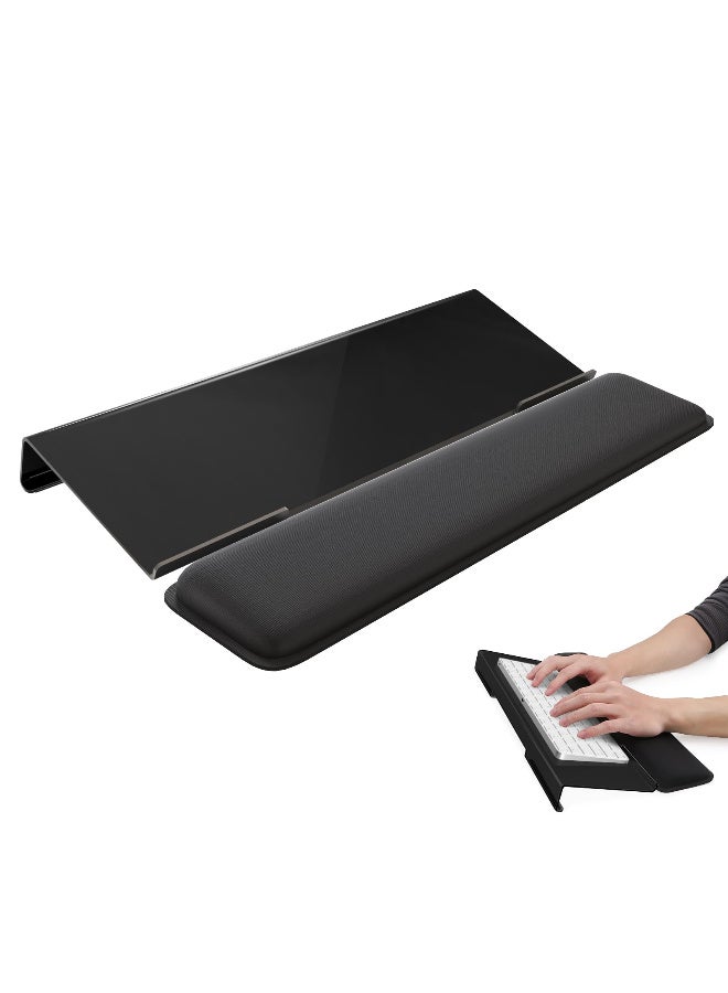 Black Ergonomic Acrylic Computer Keyboard Wrist Rest Stand with Memory Foam Pad for Desktop - Image 1