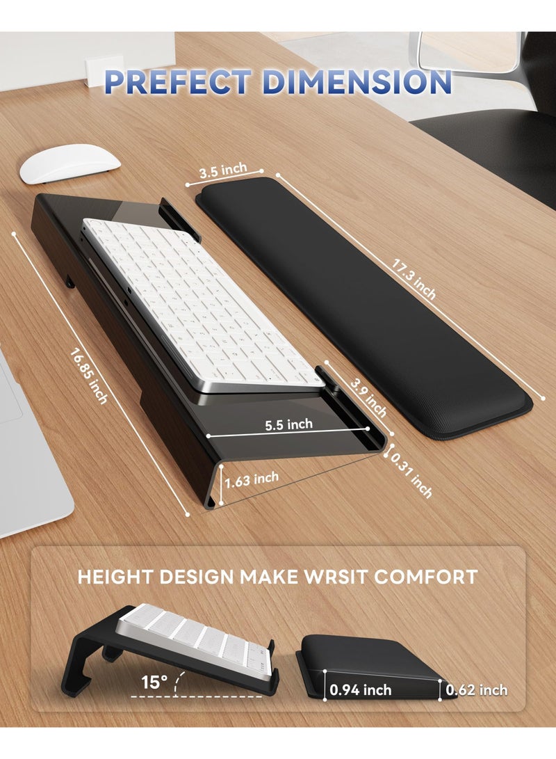 Black Ergonomic Acrylic Computer Keyboard Wrist Rest Stand with Memory Foam Pad for Desktop - Image 2