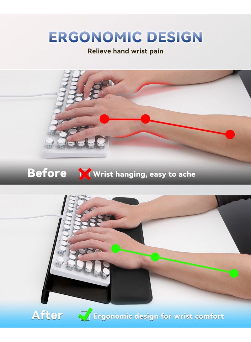 Black Ergonomic Acrylic Computer Keyboard Wrist Rest Stand with Memory Foam Pad for Desktop - Image 4