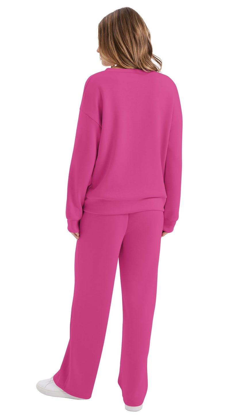 WIHOLL Lounge Sets for Women 2 Piece Outfits Casual Airport Travel Outfits Sweatsuits Tracksuit Set Fall Fashion 2025 Clothes Two Piece Comfy Matching Sets Women's Clothing Pink XS - Image 5