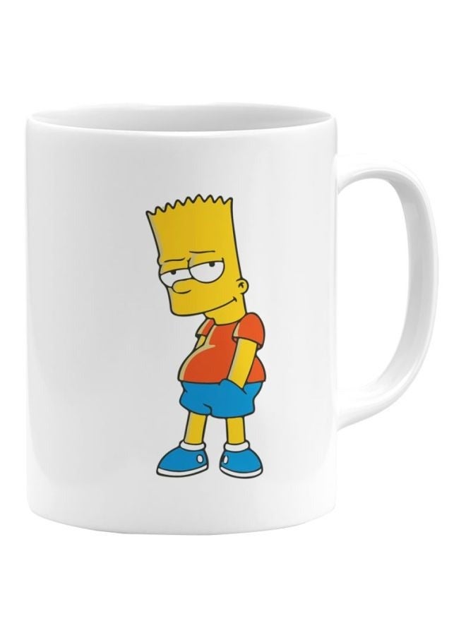 فون بلانيت مج قهوة بطبعة شخصية بارت من مسلسل سيمبسون أبيض/ أصفر/ برتقالي