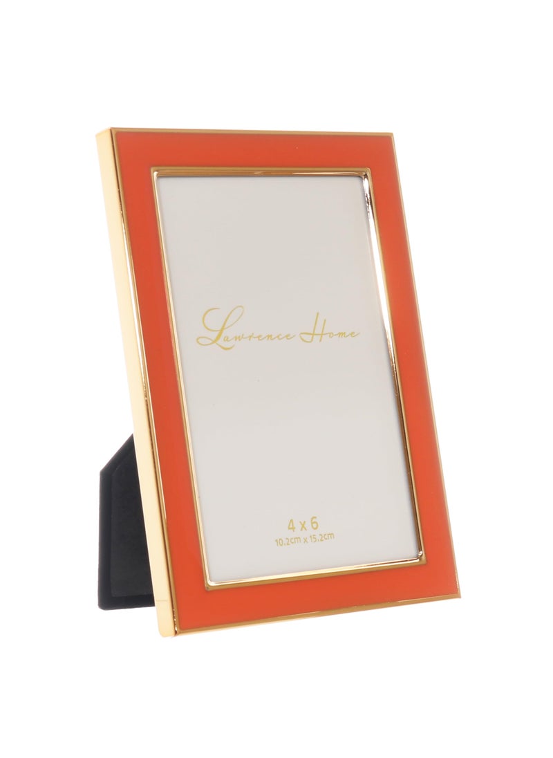 Lawrence Frames Lawrence Frames Metal and Enamel Picture Frame  Orange  4x6  - Image 2