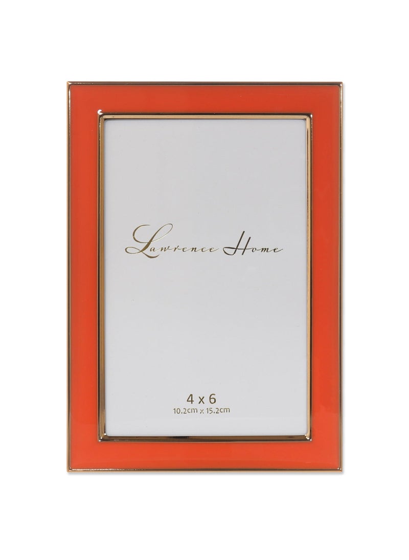 Lawrence Frames Lawrence Frames Metal and Enamel Picture Frame  Orange  4x6  - Image 1