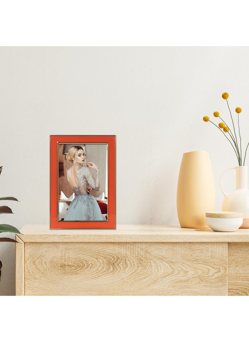 Lawrence Frames Lawrence Frames Metal and Enamel Picture Frame  Orange  4x6  - Image 3